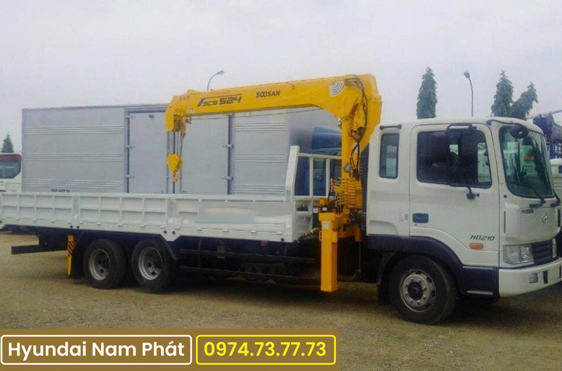 Xe Tải Hyundai HD210 3 Chân Rút Gắn Cẩu Soosan 5 Tấn SCS 524